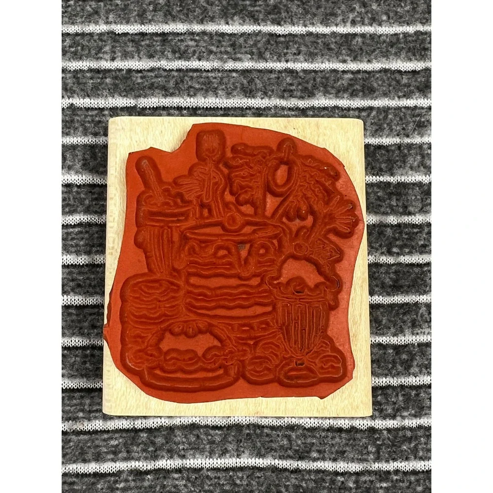 Stampin Up Rubber Stamp Food Dessert Pancakes Pie Wood Mounted Excellent 2002
